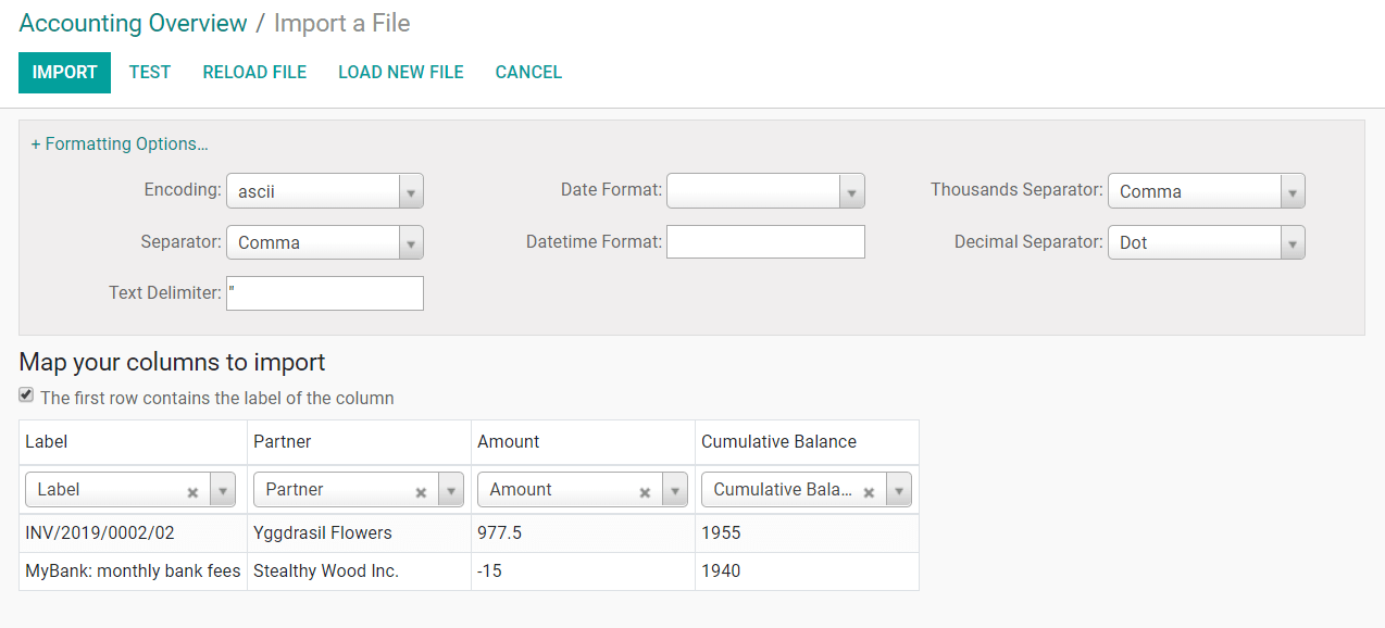 Enregistrez vos relevés bancaires manuellement dans Odoo Comptabilité