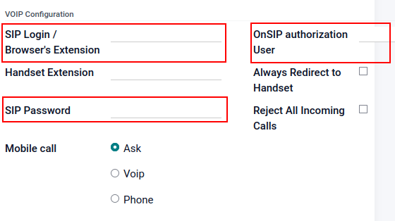 Integrarea utilizatorului Axivox în preferințele utilizatorului Odoo.