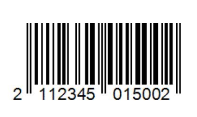 Generierter Barcode, der ein Gewicht von 1,5 kg enthält.