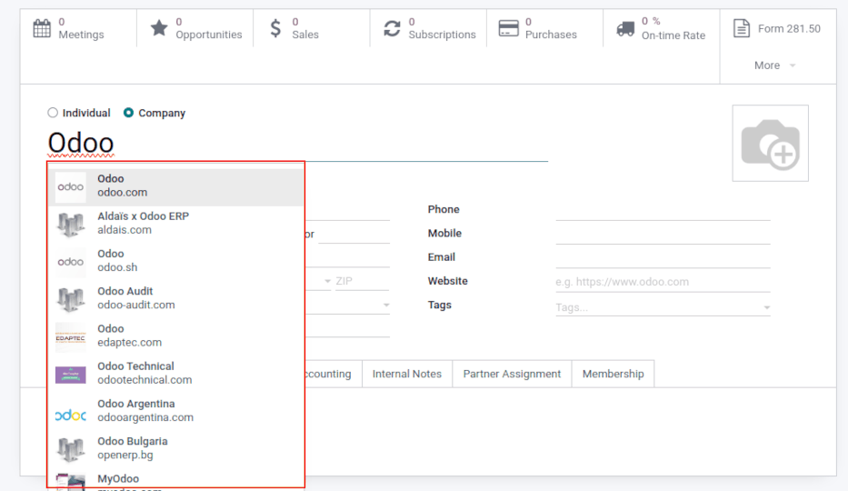 Créer un nouveau contact dans Odoo