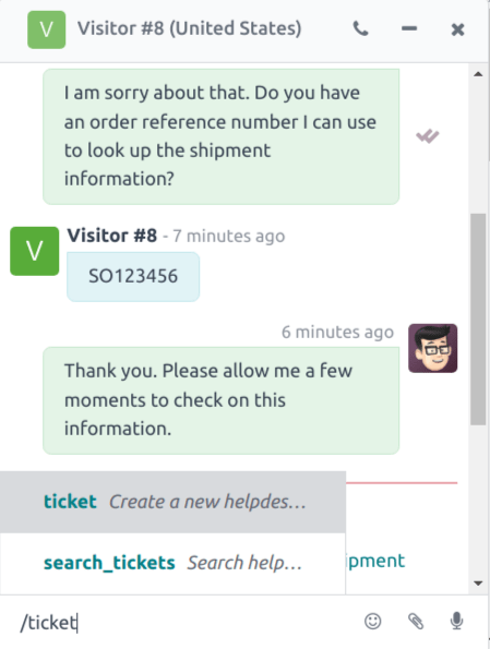 View of the results from a helpdesk search in a Live Chat conversation.