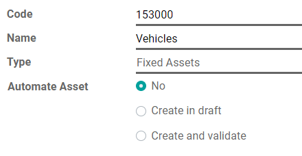 Konfiguration eines Aktivkontos in Odoo Buchhaltung
