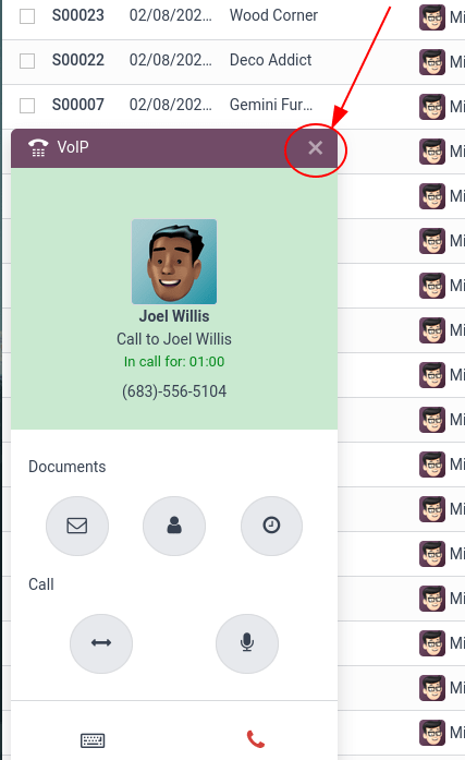 Llamada VoIP en Odoo.