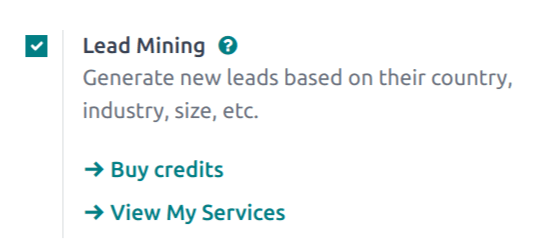 Aktivera kundämne-mining i Odoo CRM-inställningarna.
