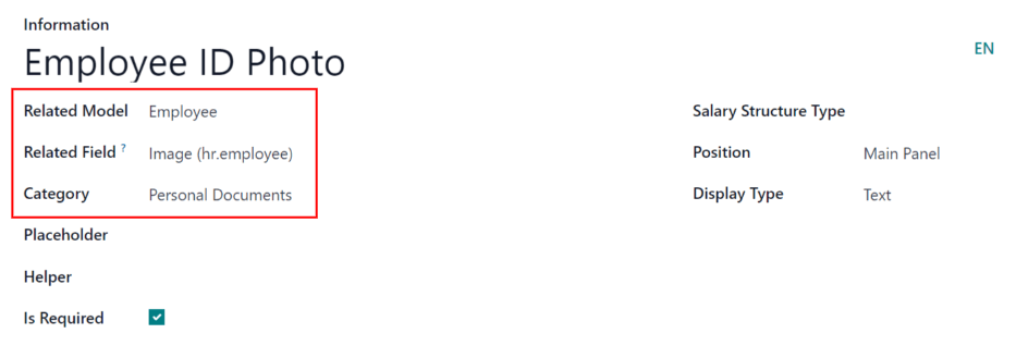 Nouvelle entrée d'informations personnelles.