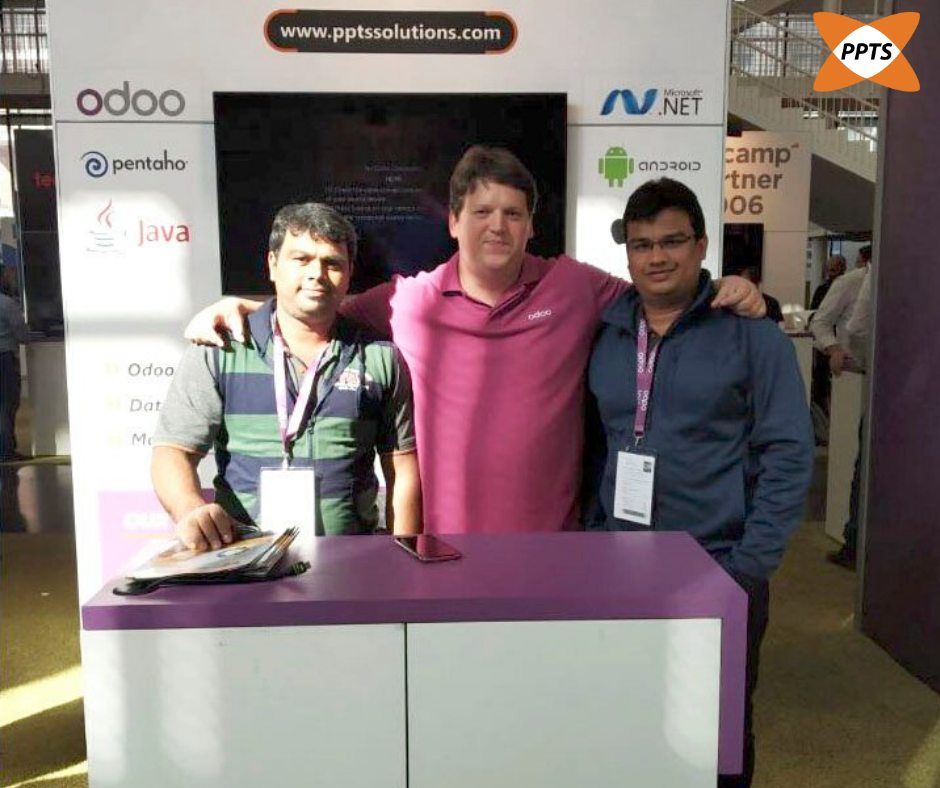 Team PPTS with Fabien Pinckaers, CEO of Odoo